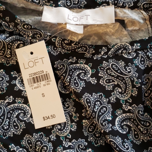 LOFT Black Paisley Bohemian Shirt Blouse S - Picture 3 of 3